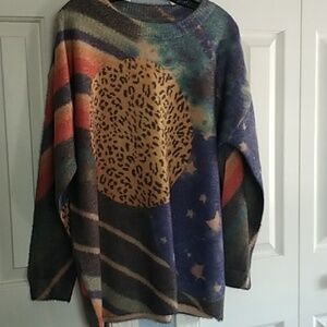 YESNO Oversized Wool Blend Multi Design Sweater Xl
